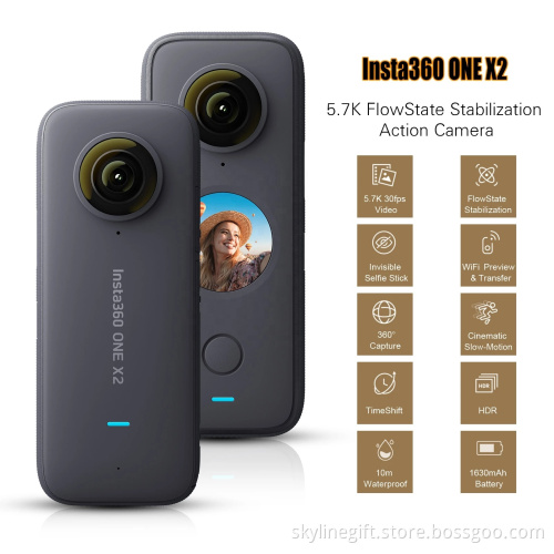 Insta360 ONE X2  Action Camera  5.7K 360-degree capture Waterproof To 10M  FlowState Stabilization Steady Cam Mode sport  camera